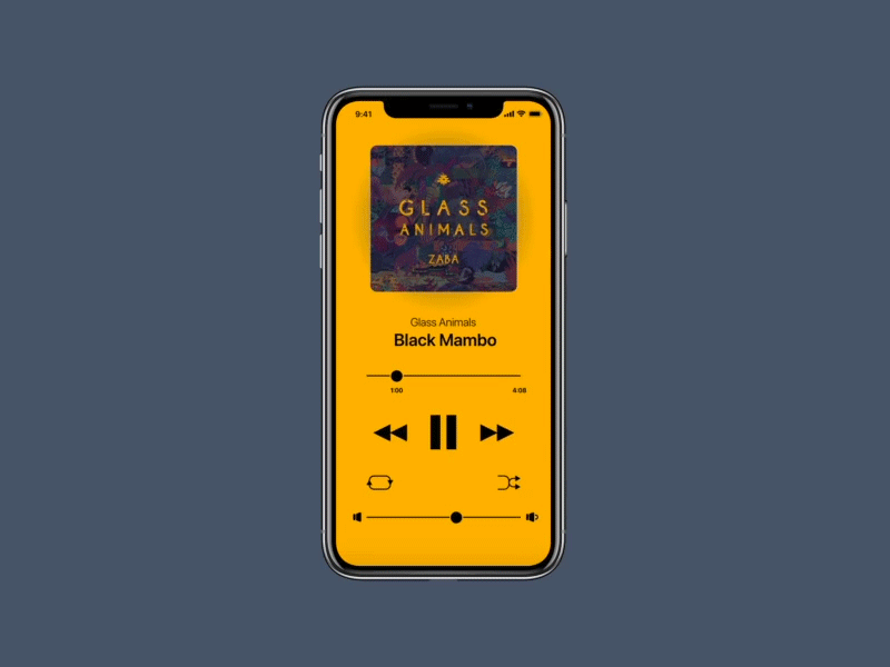 Music player animation black dailyui dailyui 009 design minimal minimalist music music app music player music player ui simple ui yellow