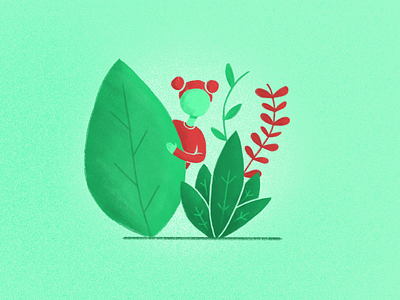 Child of the forest character character design drawing forest green leaf nature procreate red sketch