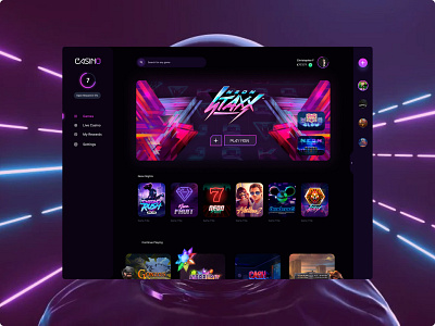 Neon Casino 80s branding casino casinodesign design futuristic interface neon slots space ui