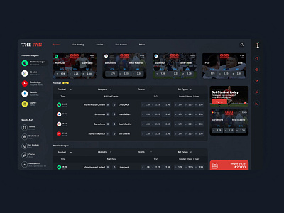 The Fan Sportsbook betting design betting gambling interface sports betting sports design sports desktop ui sports gambling sportsbook ui