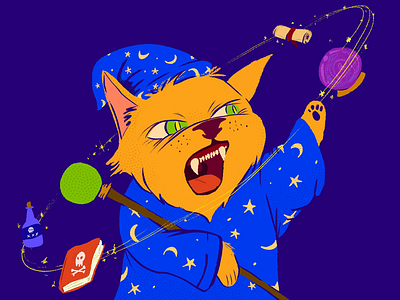 Kat-Whiz! adobe adobe fresco cat halloween illustration inktober magic wizard