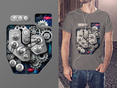 Mechanism art direction gears graphic design illustration mechanical mechanism t shirt design