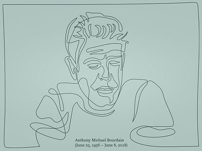 Anthony Bourdain, single line portrait