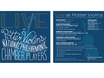 Album Cover - Live at Potter Violins album chamber classical cover custom lettering design live music music album music artwork typography violin