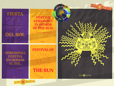 inti Raymi (Case Study) branding design festival layout posters sticker sun typogaphy vector warm colors