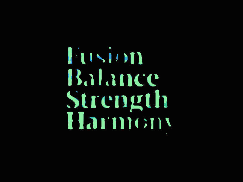 Fusion Balance Strength Harmony animation colorful design typogaphy vector