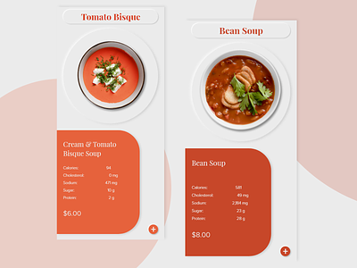 Soup - Mobile App app application design flat food and drink food app imagery menu card minimal mobile mobile ui ordering realism red soup typography ui ux