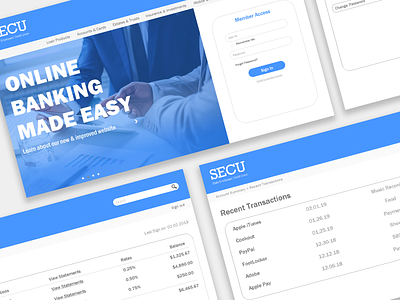 Website Banking Dashboard (SECU) branding design flat minimal type typography ui ux web website