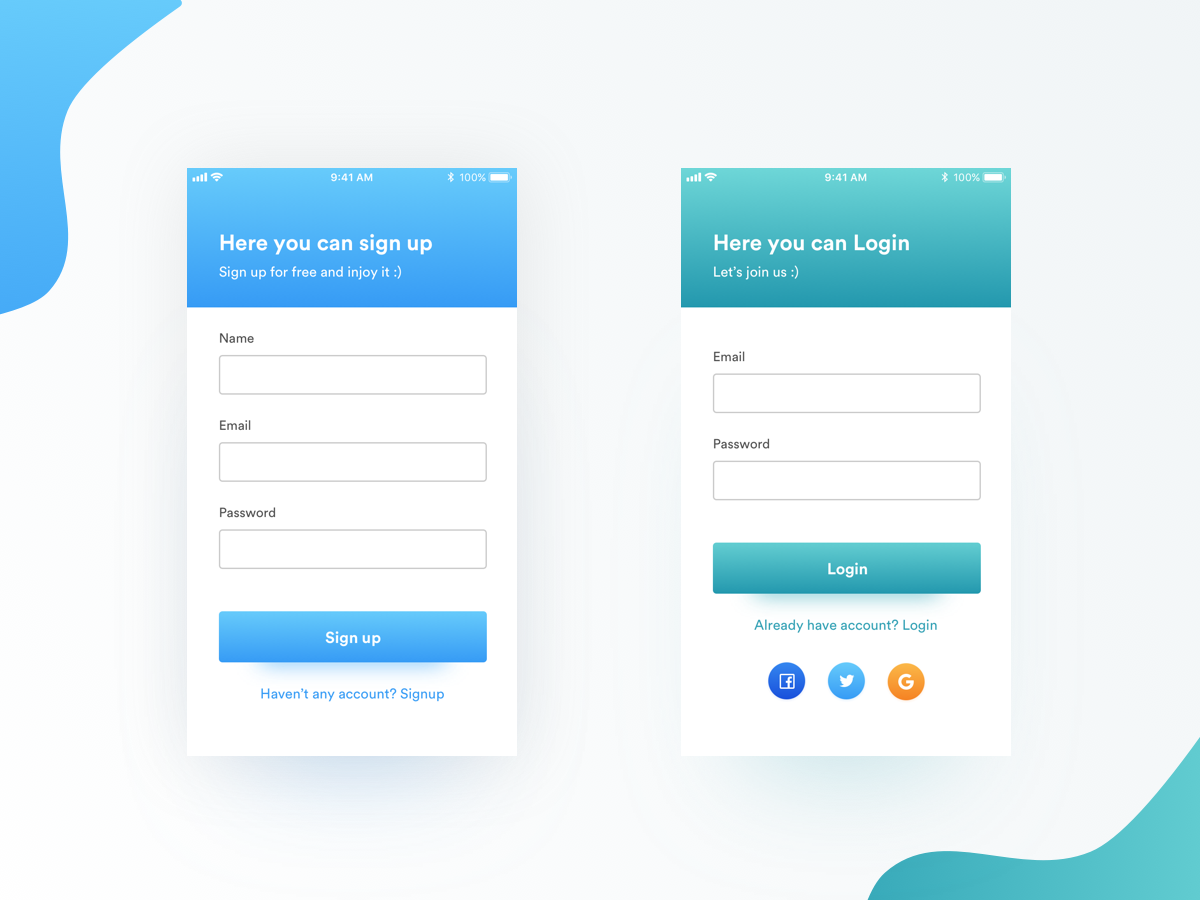 Sign up & Login page design by Mojtaba Mousavi on Dribbble