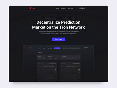 Tronel Landing Page bitcoin crypto currency crypto wallet cryptocurrency currency daily ui dark ui landing landing page landingpage minimal tronel ui ui design web webdesign website