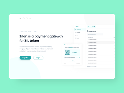 Zilon Landing Page bitcoin crypto crypto wallet cryptocurrency dashboad hero banner homepage landing design landing page design landingpage minimal modal qrcode shadow transactions ui design web web design webdesign website design