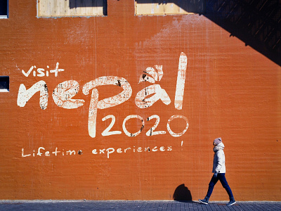 Visit Nepal 2020 Concept Logo abstract branding clean design flat icon identity branding illustration logo minimal typography vector vibrant