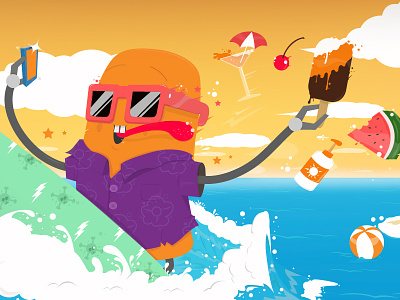 Skroutz Summer Illustration 2014 character illustration illustrator summer surfing