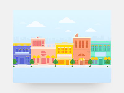 city scape illustration 2d app city color flat houses illustration minimal scape skroutz ui ux