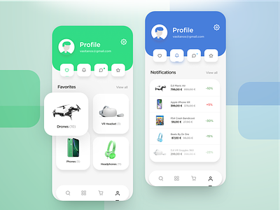 App User Profile Ecommerce 2d app app ui design ecommerce ios mobile notifications product design shopping ui