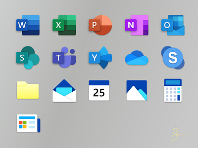 New Office + Windows apps icons — New Office Icons Remake app icon app icons branding fluent fluent design fluent design system iconography icons microsoft office microsoft surface ux design ux designer ux ui windows 10