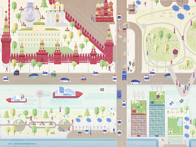 Moscow 2030 - smart city firstshot flat illustration moscow