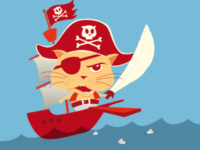 Landkrabbe blue cat children pirate piratecat pirateship red sea t shirt print