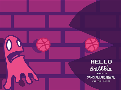 Hello! ghost hello illustration pacman