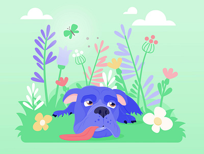 Wilson animal chilling dog garden illustration nature vectorgraphics