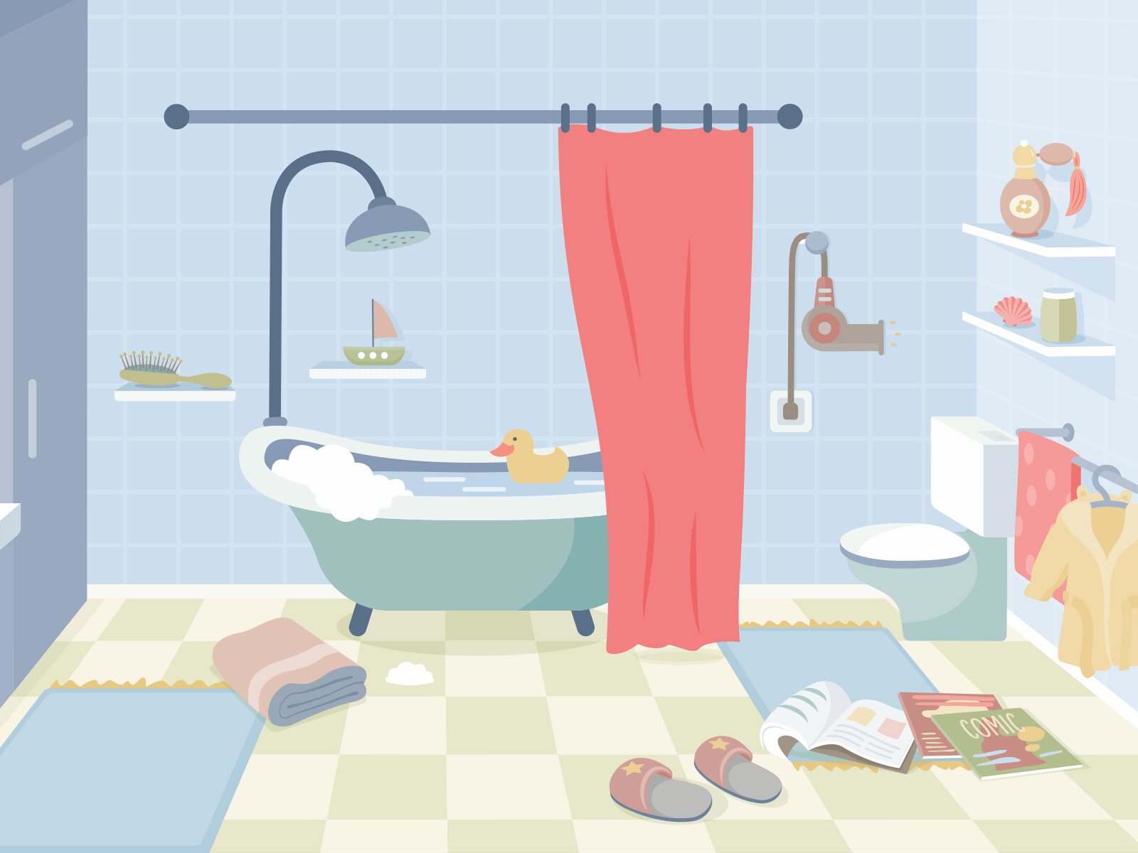 kids bathroom bathroom children gif kids teenager vector illustration