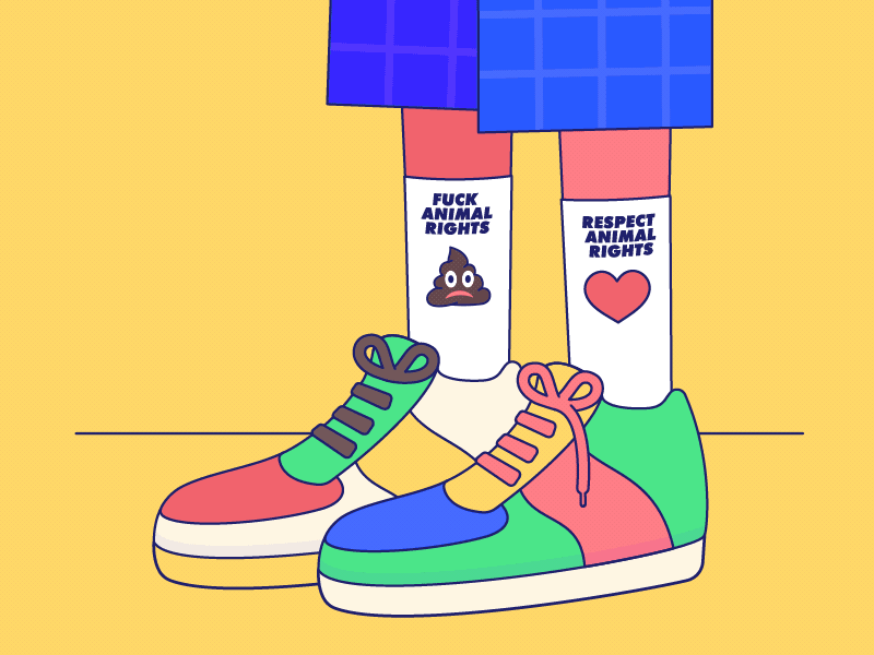 SNEAKER animal lover animal rights animals animated gif colorful fashion graphicillustration respect sneakers vectorart