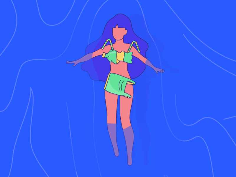 BIKINI animatedgif bikini clean ocean fashion ocean plastic plastic free trash vectorart woman