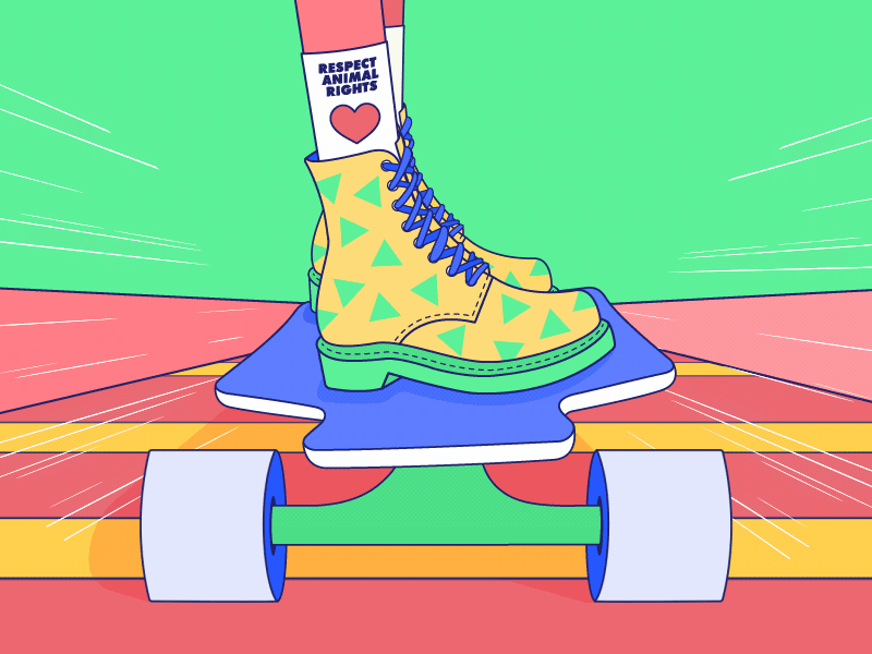 BOOTS animated gif animation 2d boots illustration graphics skateboard skater skater gif skatergirl vector illustration