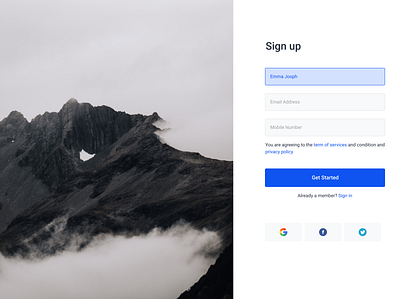 Sign Up ui ui ux web design