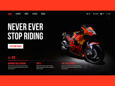 Never Ever stop riding design ui ui ux web design