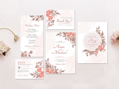 Floral Wedding Invitation Stationery Template design invitation template wedding