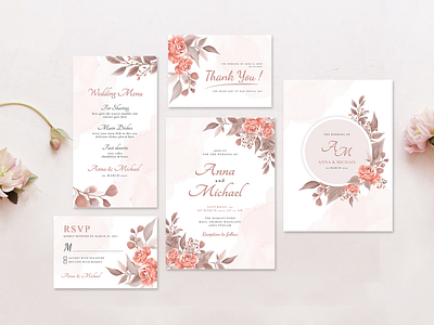 Floral Wedding Invitation Stationery Template