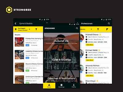 StrongBee - On Demand Wellness App android application booking app sport trainer ux wellness