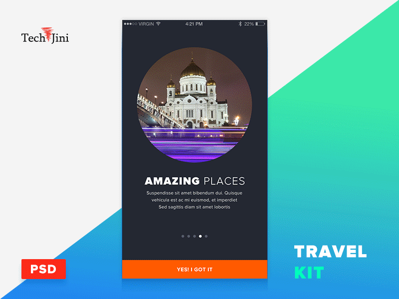 Travel App filter mobile app profile psd kit share travel ui kit walkthrough