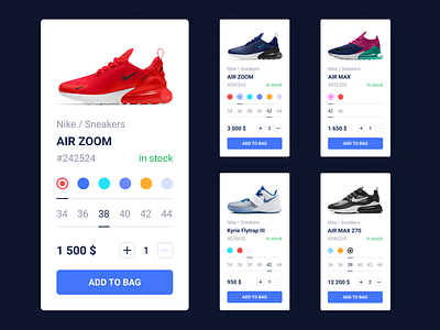 Card products / Online store add buy design navigation nike online online shop online store shop store ui ux white