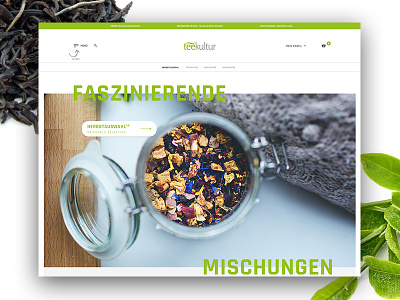 Teekultur Halle eCommerce + Redesign ecommerce green leaves onlineshop redesign tea ui ux webdesign