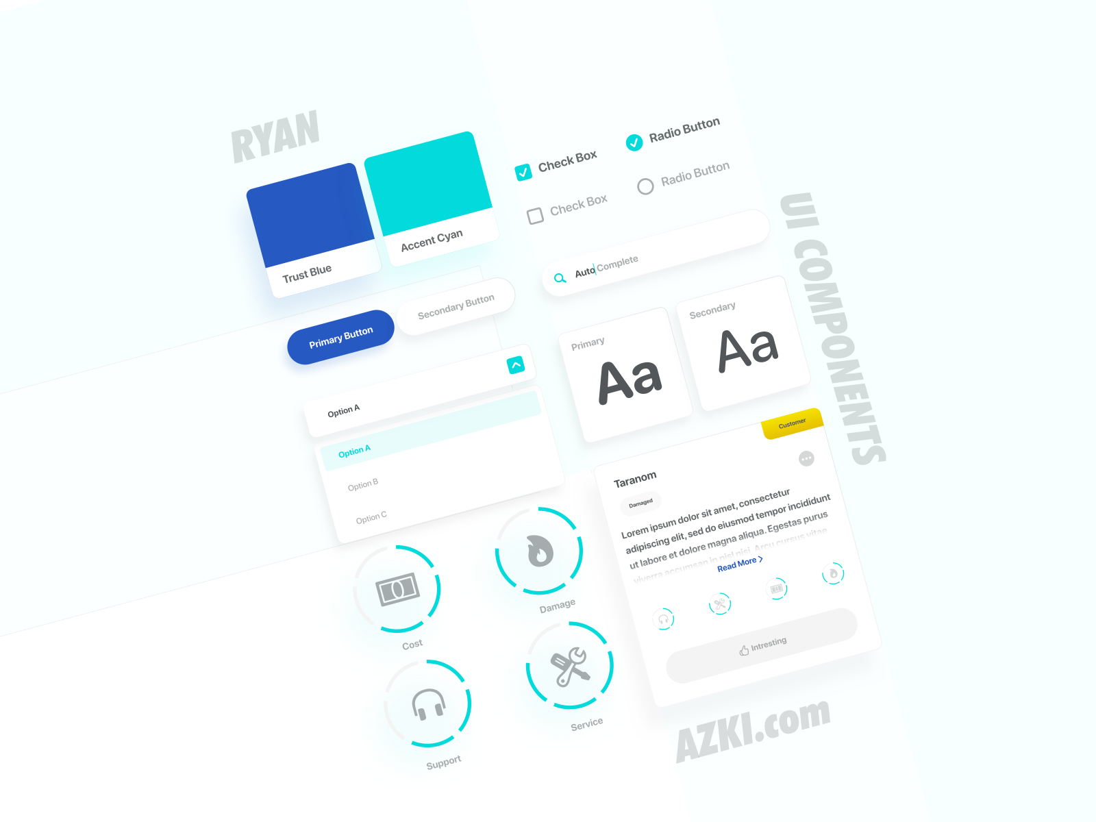 Azki Customer's Reviews UI Components - 2021 component dashboard ui design illustration ui uidesign uiux ux