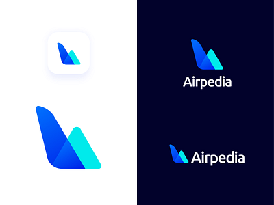 Airpedia Logo app branding color design flat gradient icon minimal minimal design minimalism minimalist minimalist logo minimalistic typography ui vector