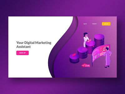 Digital Marketing website | Landing page flat illustration minimal design ui