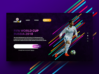 FIFA World Cup 2018 landing page photoshop ui web design