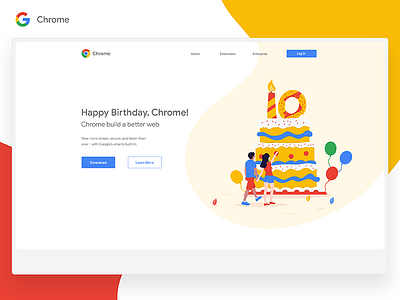 Chrome 10th Anniversary flat illustration landing page minimal minimal design photoshop typography ui ux web design