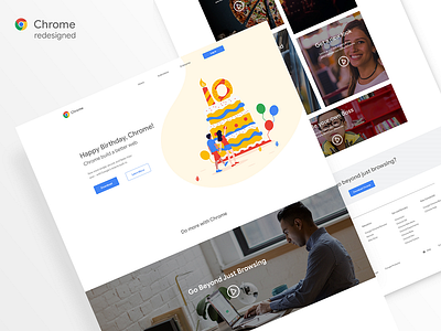 Chrome 10th Anniversary Redesigned flat illustration illustrator landing page minimal minimal design photoshop typography ui ux vector web design