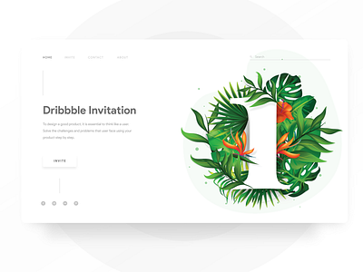 Dribbble Invitation application design flat gradient illustration landing page minimal minimal design photoshop typography ui vector web design