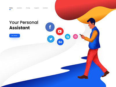 Personal Assistant - Landing Page application design flat illustration landing page minimal minimal design photoshop typography ui