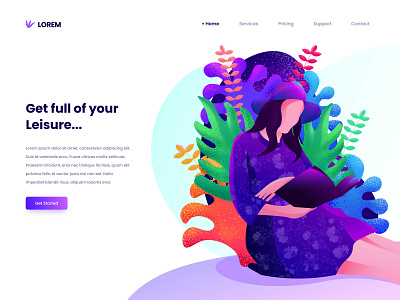 Illustration - Leisuretime Concept color colorful design flat gradient color illustration illustration art illustrator landing page minimal minimal design minimalism photoshop ui ux vector vectors web design webdesign website design