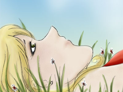 dreaming into a lonely sky illustration ink manga photoshop