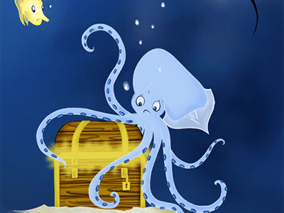 The Kreaken And The Treasure Chest animal illustration legendary photoshop sea