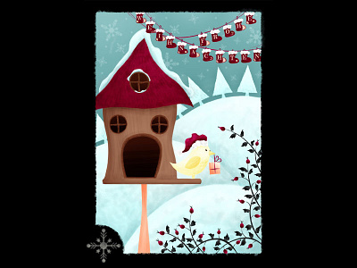 Christmas Card art bird christmas ice illustration painting photoshop snow