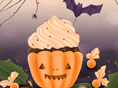 Pumpkin Cupcake evil ghost halloween horror illustration nightmare pumpkin recipe