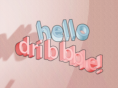 Hello! 3d axonometric first shot illustration illustrator rendering rhino text typography